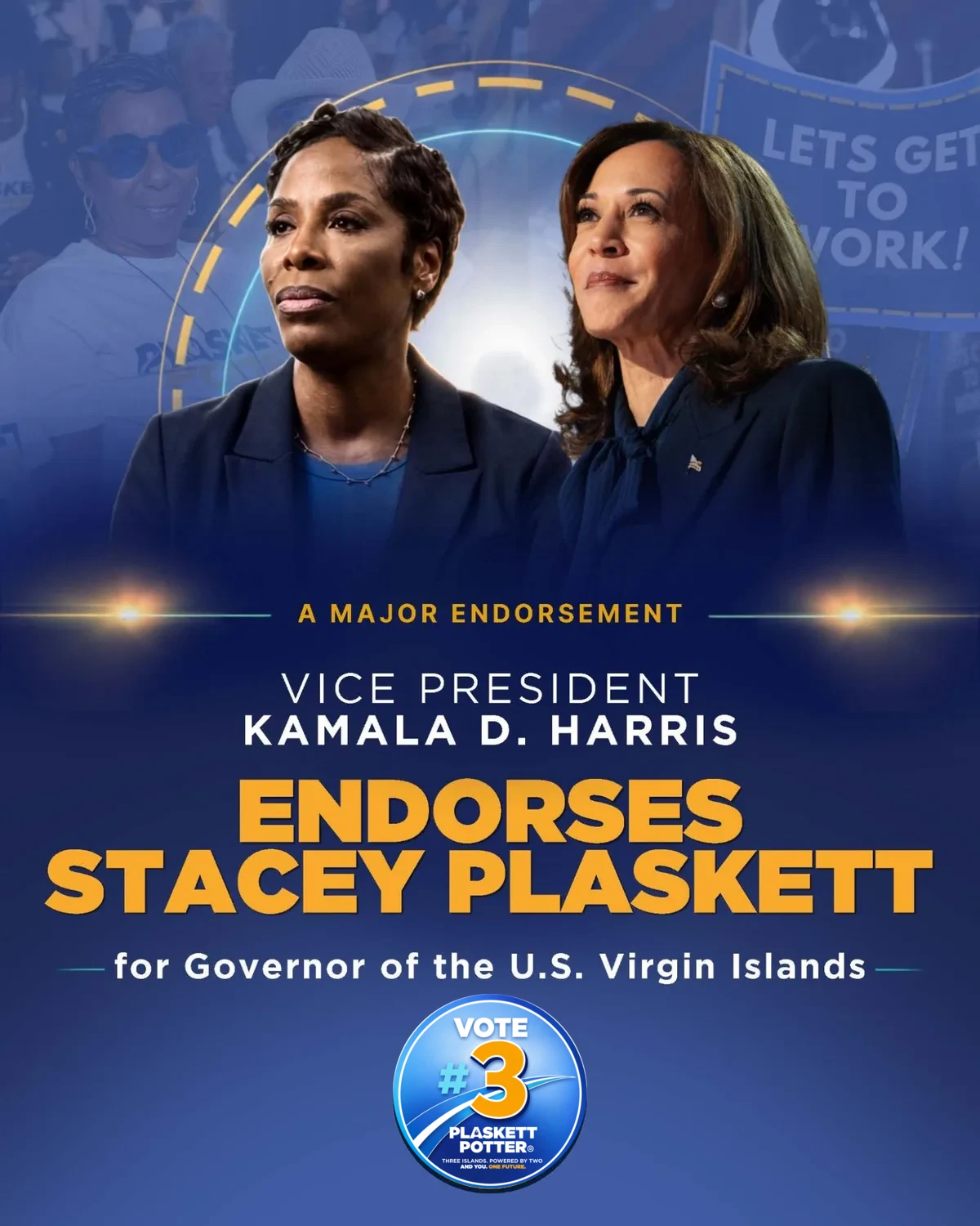 A major endorsement: Vice President Kamala D. Harris endorses Stacey Plaskett for Governor of the U.S. Virgin Islands.